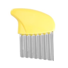 1pc Yellow Crinkle Cutter,Strong and Long-Lasting Stainless Steel Potato Carrot Chip Vegetable Crinkle Wavy Chopper Cutter,Fry Slicer Kitchen Gadget For Home Kitchen Camping,Mandolines and Slicers