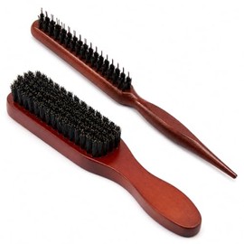 2 Pcs Boar Bristle Hair Brush, Slick Back Hair Brush with Rat Tail Comb