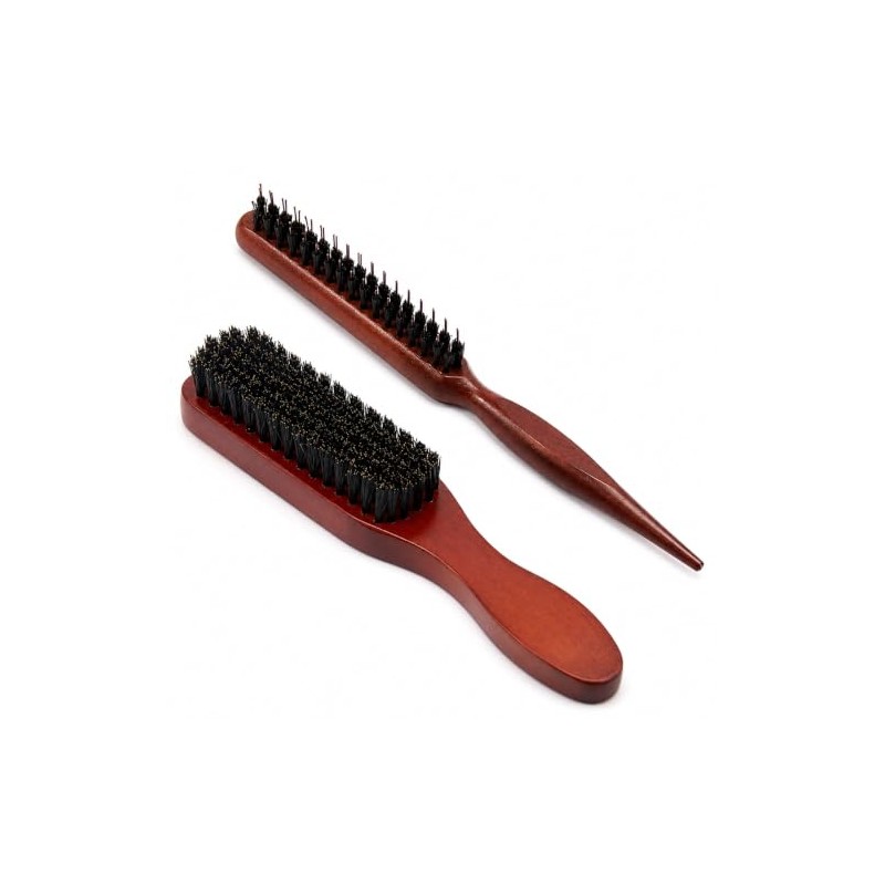 2 Pcs Boar Bristle Hair Brush, Slick Back Hair Brush