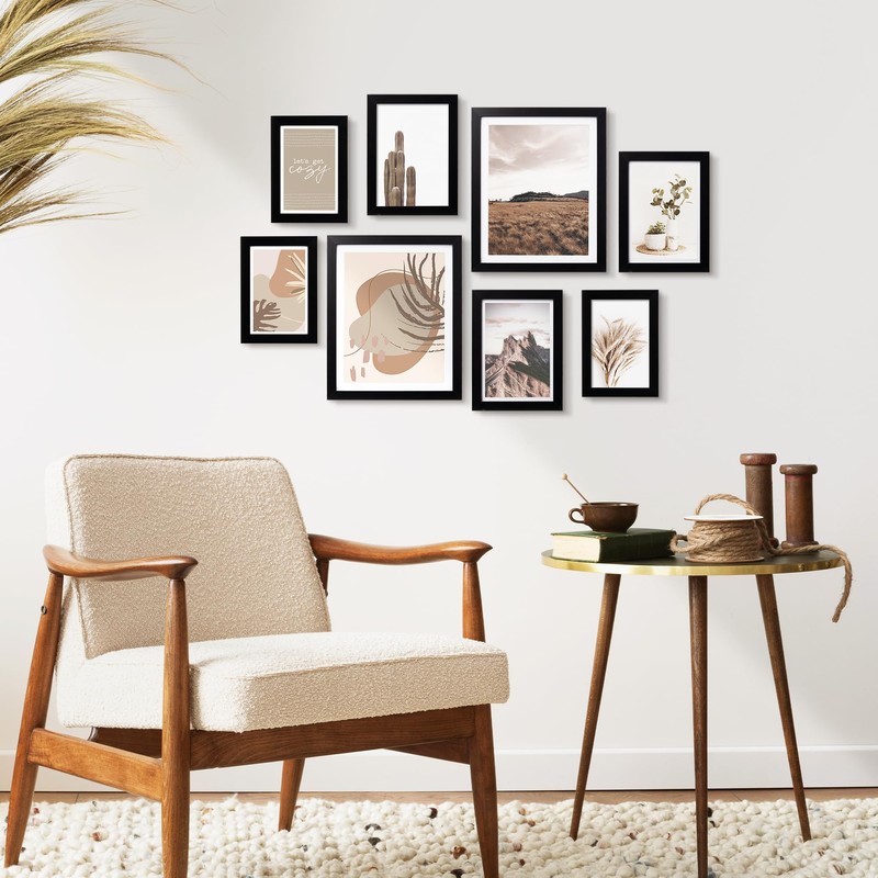 ArtbyHannah 8 Pack Black Picture Frames fo Gallery Wall Set