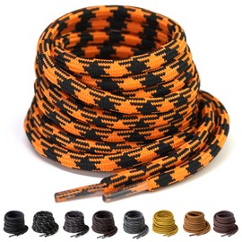 PTERYBIRD Black Orange Heavy Duty Boot Laces,2 Pairs 3/16" Thick Strong Round Replacement Shoelaces for Work,& Hiking Boots,Durable Shoe Strings,72" (180cm)