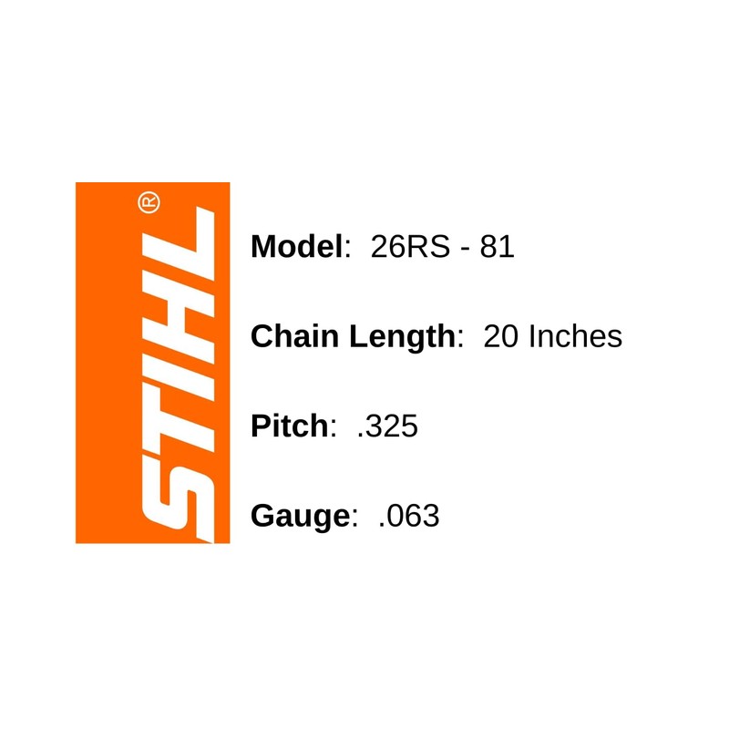 STIHL 26RS 81 Rapid Super Chainsaw Chain 20" Bar .325