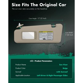 SCITOO Car Sun Visor Assbembly with Mirror Fit for 2008-2013 for Toyota for Highlander Beige with Sunroof(Left Driver & Right Passenger Sides)