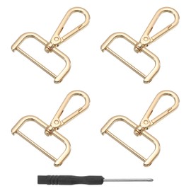QUARKZMAN Pack of 4 Swivel Carabiner Hooks, 38 mm (1 Inch) D-Ring Removable Snap Hook Metal Lobster Clasp with Screwdriver for Making, Gold