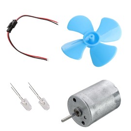 BIlinli DIY Kits 6-9V Wind Turbine Micro Motor/Mini Blue Leaf Paddle/Diodes/Cables