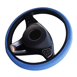 Lotatheta Steering Wheel Cover Microfiber Leather Anti-Slip Universal Car Steering Wheel Cover Faux Leather for Car Accessories Auto Car Without inner ring (Blue)
