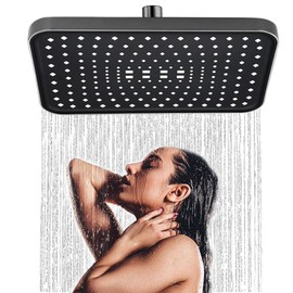 JINYOMFLY Rain Shower Heads, 12 Inches, Rainfall Shower Head, Rain Shower Square Shower Head, 360° Adjustable Rain Shower Head, Self-Cleaning Shower Head Rain Shower (Black 2)