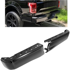 KUAFU Rear Bumper End Cap Compatible with 2015-2020 Ford F150 FO1102382 W/O Parking Sensor Hole Steel Bumper Guard Pad Cover Steel Powder Coated Black (2Pcs)