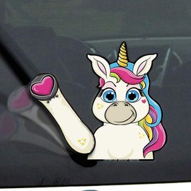 Beauty the Waving Unicorn WiperTags with Decal for Rear Vehicle Wipers