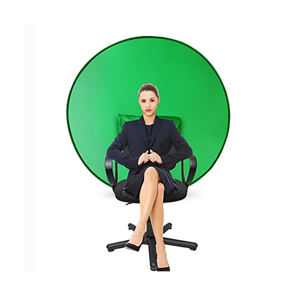 CoosBonfik Portable Green Screen Backdrop (56''), Collapsible Webcam Background, Green