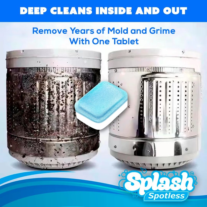 Splash Spotless Washing Machine Cleaner for HE Front Load &