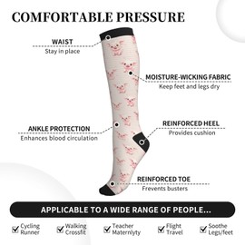 Yealedee Pig Compression Socks Calf Knee High Support Socks Novelty For Women Men Athletic Running Hiking Nurse