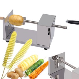 Twisted Potato slicer, Cortador de Papas en Espiral Tornado Curly Fry Cutter with Stainless Steel skewers, Manual Spiral French Fries Cucumbers Carrots DIY BBQ Slicer with Reusable Stick
