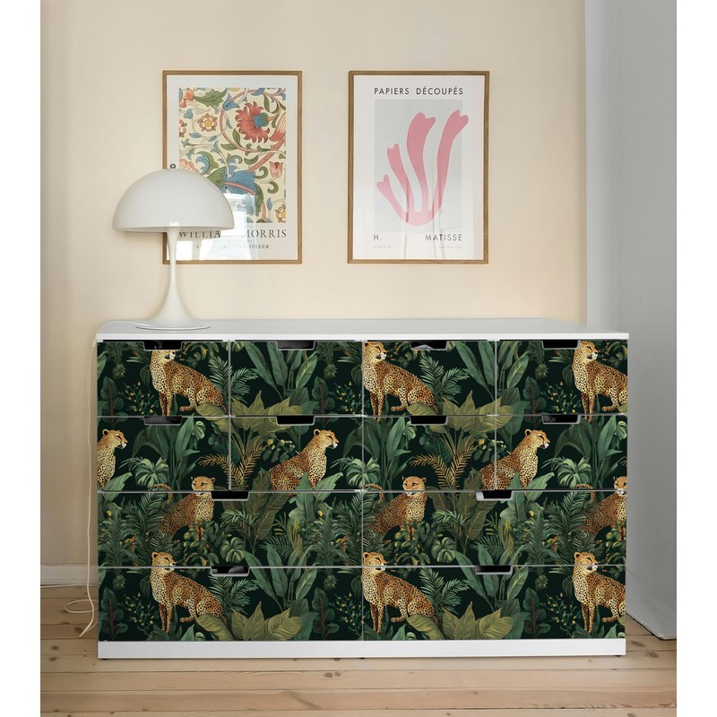 Dark Tropical Cheetah Jungle Peel and Stick Wallpaper, Self Adhesive
