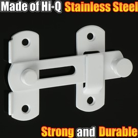 Alise Flip Latch,Gate Latches Safety Door Lock for Barn Wood Fence Sliding French Doors,Stainless Steel Gate Hardware,White Finish MS9001W