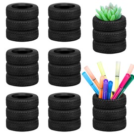 Tenceur 8 Pcs Tire Shaped Pen Holder Desk Decor for Men Tire Shaped Planter Holder Funny Pencil Holder for Office Desk Accessories School Christmas Gift