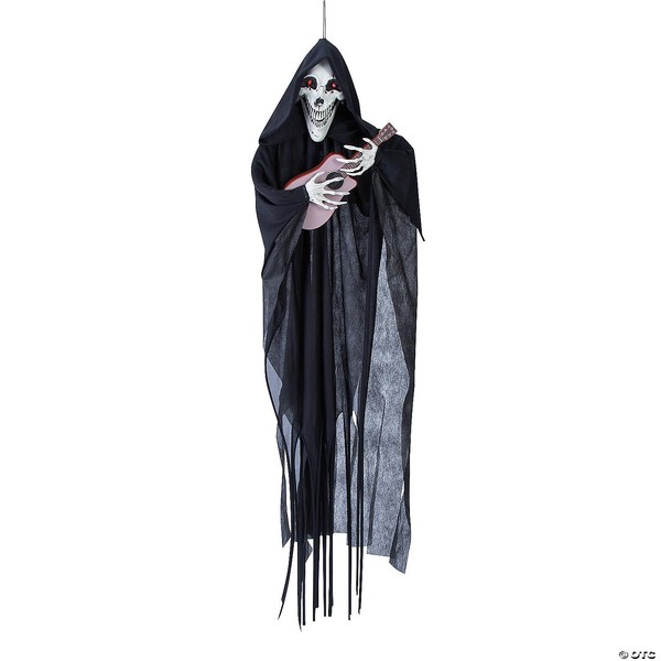 Hanging Animated Singing Reaper Guitar Halloween Prop Decoration 13" x