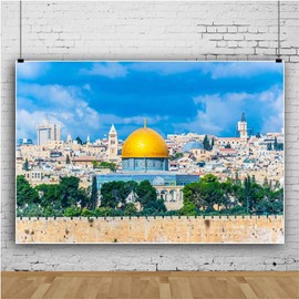Canessioa Jerusalem Backdrop Israel Old City Backdrop Temple Mount Dome of The Rock Bethlehem Photography Background 10x8ft(300x240cm) Banner Photo Studio Props