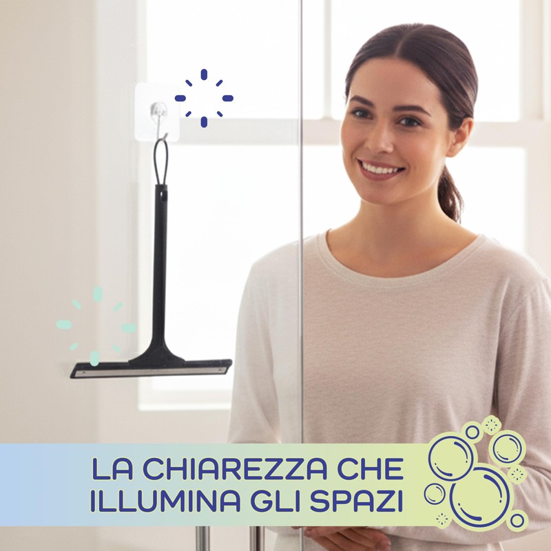 Tergivetro per doccia Nero 21x20,8 cm con Supporto da Parete