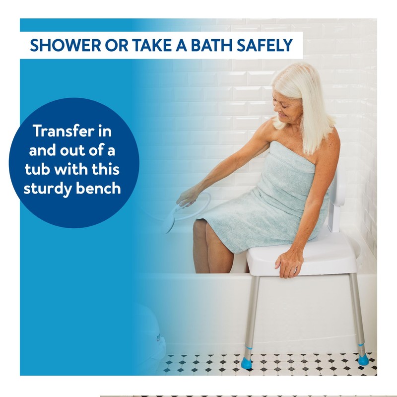 Carex Easy Transfer Shower Bench - Shower Chair for Elderly