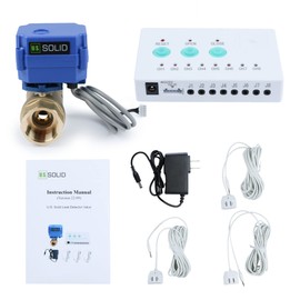 U.S. Solid Water Leak Detector - Water Leak Detect and Protect System with 1" Brass Motorized Ball Valve, Controller and 3 Sensors