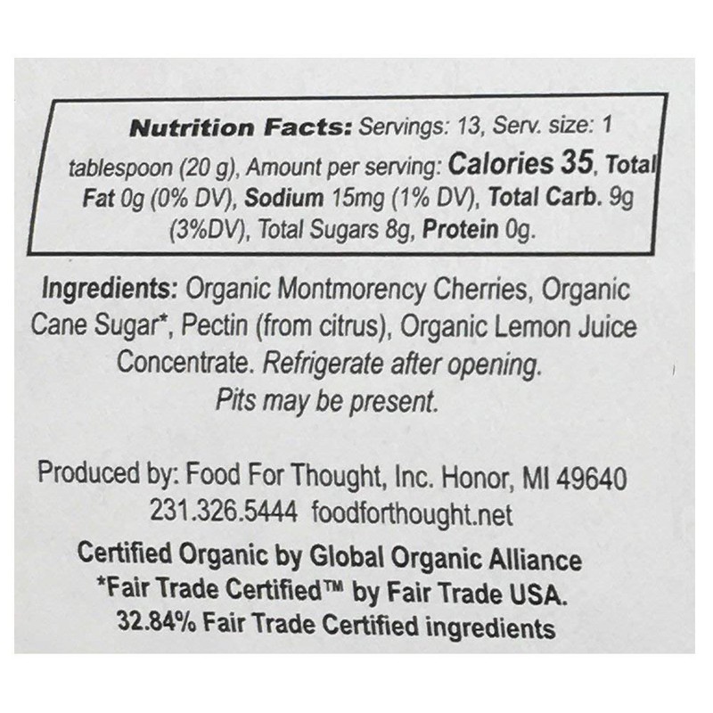 FOOD FOR THOUGHT Organic Tart Cherry Preserves, 9.5 OZ