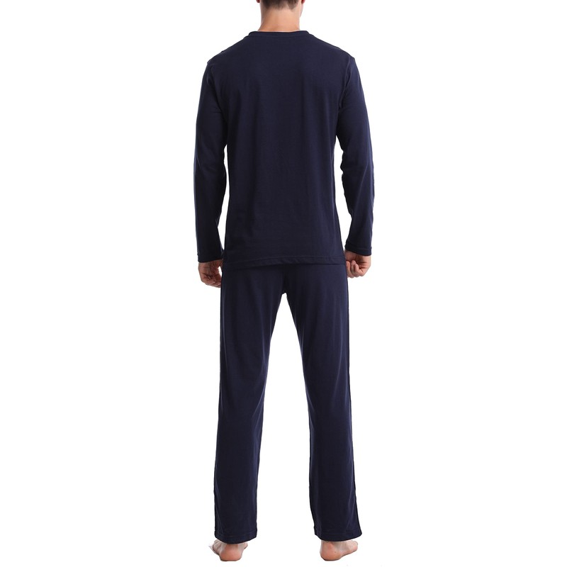 In One Clothing Men's Long Pyjamas, Blue Black