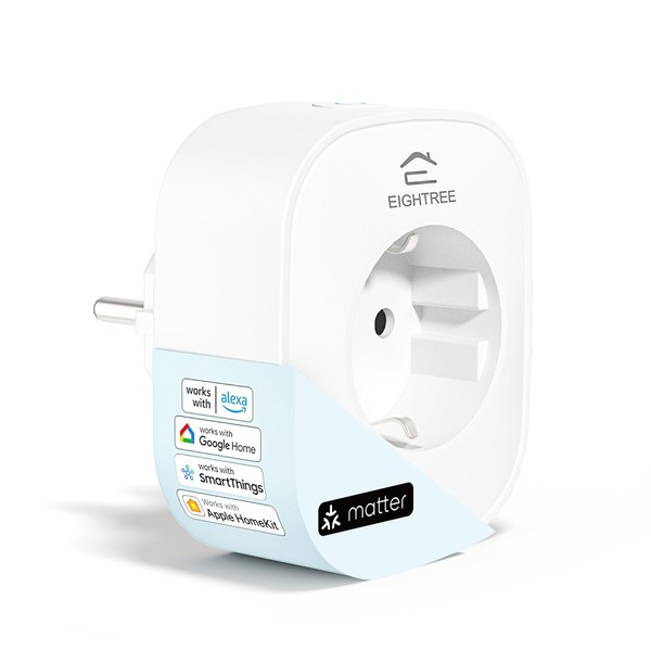 EIGHTREE Matter Steckdose, WLAN Smart Steckdose mit Strommessung, Zeitplan, Fernzugriff,