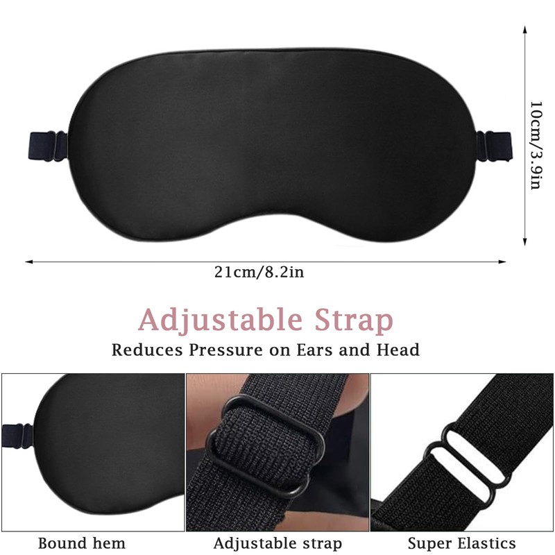 2 Pack Sleep Mask,Silk Eye Mask with Adjustable Strap, Soft