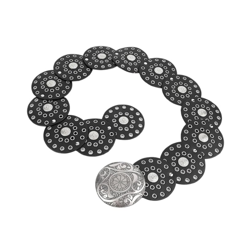 Eterspr Concho Leather Disc, Wide Disc Belt for Women, Boho