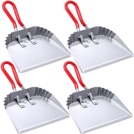 4 Pack Industrial Metal Dustpan,12 Inch Heavy Duty Dust Commercial Dustpan with Handle Handheld Dustpan Wide Scooper Dust and Debris Sweeping Tool Ideal for Cleaning Indoor Outdoor Surfaces