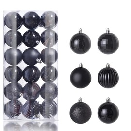 Weihnachtskugeln Kunststoff Mini Weihnachtskugeln Weihnachtsbaumschmuck Anhänger Baumkugeln Weihnachtsbaum Deko Weihnachtsdeko 36 Stück (Schwarz, 4cm)