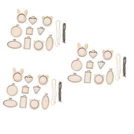 Operitacx 36 Pieces Mini Wooden Hoops Embroidery Hoop Embroidery Sewing Frame for Pendants Small Wooden Frame Cross Stitch Mounting Frame Miniature Sewing Accessories Bamboo The Cross
