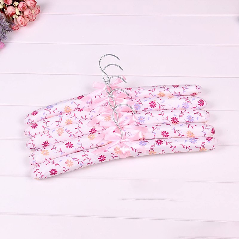 Padded Hangers for Women Clothing,5PCS Clothes Hangers Printed Bow Padded