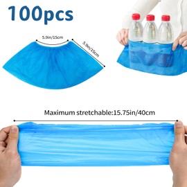 Shoe Covers Non Slip, 100 Pack (50 Pairs) Extra Thick Disposable Boot Covers, Non Woven Fabric Boot Covers for Indoors, Durable Protector Covers for Men and Women (Blue)