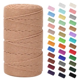 Macrame Cord 3mm x 220Yards (656Feet), Natural Cotton Macrame Rope - 4 Strands Twisted Macrame Cotton Cord for Wall Hanging, Plant Hangers, Crafts, Gift Wrapping and Wedding Decorations, Brick Red