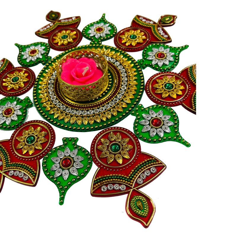 SAHAYA Rangoli for Decoration with T Light Holder Acrylic Small