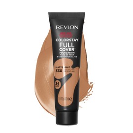 Revlon ColorStay Full Cover Longwear Matte Foundation, Heat and Sweat Resistant, Lightweight Face Makeup, Shade Natural Tan (330), 30ml