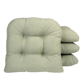 Klear Vu Gripper Overstuffed Universal Non-Slip Dining Chair Cushions for Kitchen Decor or Office Use, U-Shaped Skid-Proof Seat Pad, 15x15 Inches, 4 Count (Pack of 1), Slub Celadon Green
