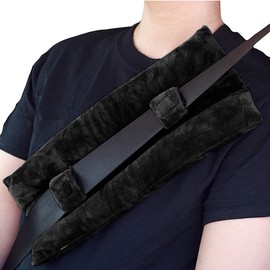 HIULLEN Seat Belt Pillow for Mastectomy Post-Surgery, Heart Surgery Recovery Support Cushion Pad, Soft Auto Seat Belt Cover, Pacemaker Seatbelt Protection, Gifts for Women (Black)