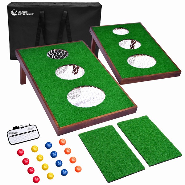 GoSports BattleChip Versus Golf Game - Includes Two 3 ft x 2 ft Targets, 16 Foam Balls, 2 Hitting Mats, Scorecard and Carrying Case