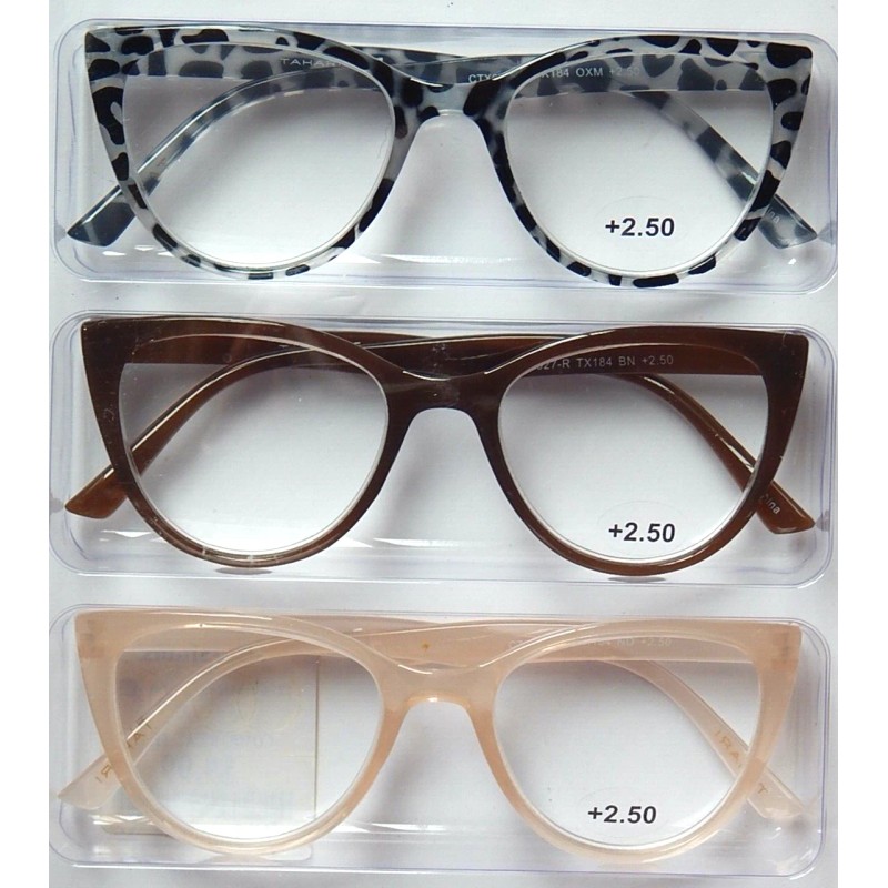 TAHARI 3-PACK PREMIUM READING GLASSES READERS +2.50 MULTI COLOR NEW