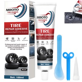 Ganbaro Rubber Glue for Tyres, Tyre Repair Glue, Puncture Repair Glue, Black Tyre Glue with Accessories, Bicycle/Motorcycle/Car Tire Repair Kit - Quickly Repair Tire Cracks, Holes and Peeling -100ml