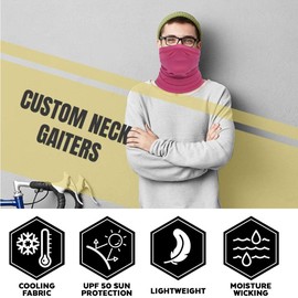 UHEREBUY Neck Gaiter Face Mask, Face Cover Scarf Breathable Cooling Mask Neck Cover for Fishing Cycling Hiking Outdoors Rose Red