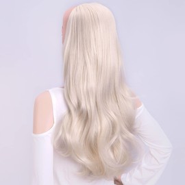 24" Long Straight Wavy Clip in Half Head Tied Wig Synthetic Hair Extensions For Women 210g 13#