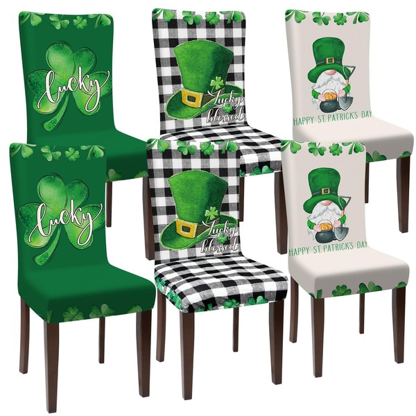 Preboun 6 Pcs St. Patrick's Day Chair Covers St Patricks