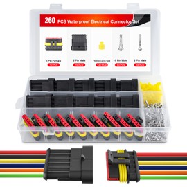 Nilight 260PCS 6 Pin Electrical Connector ‎Plug Male Female Terminal Wire Connector Waterproof Connectors 6 Way Automotive Connect Set for Car Truck Motorcycle Marine Boat 10 Sets, 2 Years Warranty
