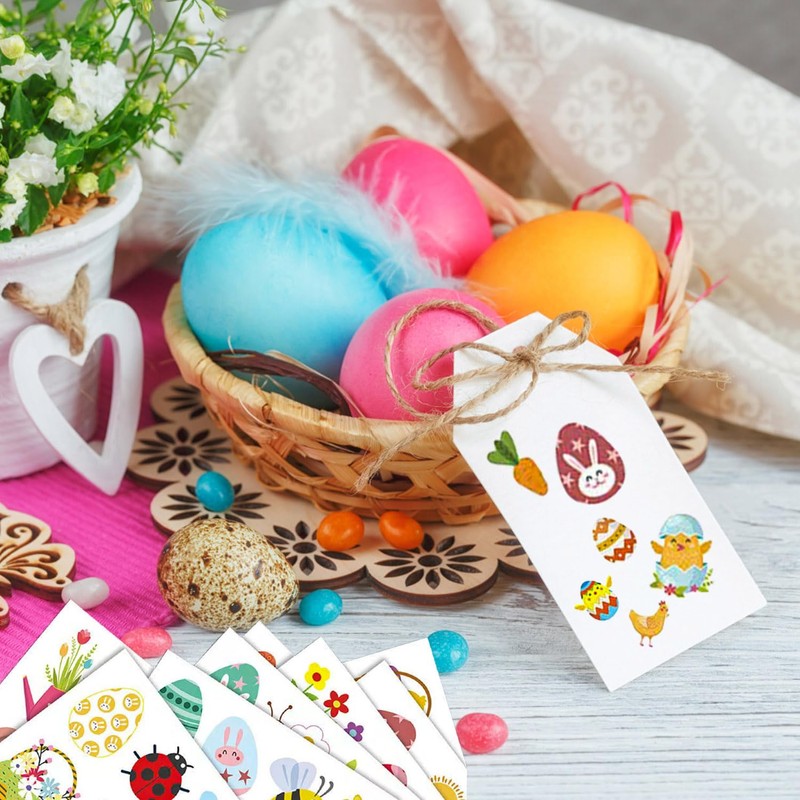 BOOSHMall 16 Sheets of Easter Stickers, Easter Eggs and Rabbit