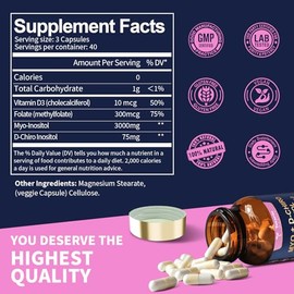 Totaria Suplemento Inositol Mujeres Vitamina Folato Complejo Mioinositol Chiroinositol Proporción Cápsulas Paquete