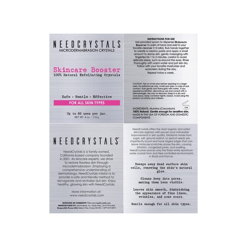 Cristales de microdermoabrasión de NeedCrystals. Exfoliante Facial Natural para Piel